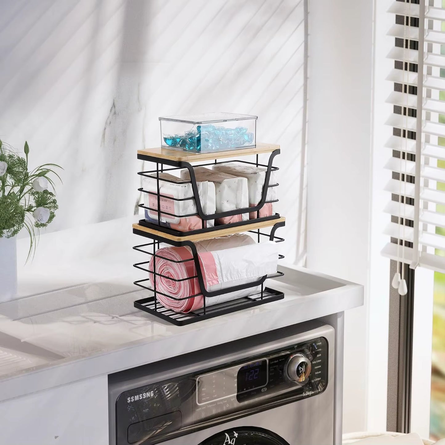 2-Pack Modern Bamboo Storage Organizers