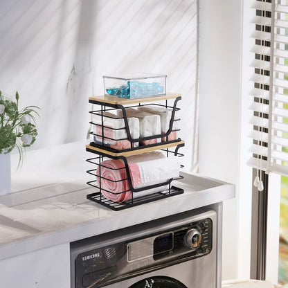 2-Pack Modern Bamboo Storage Organizers